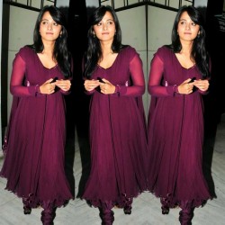 Anushka Shetty Wine Color Full Stitched Anarkali Salwar Suit